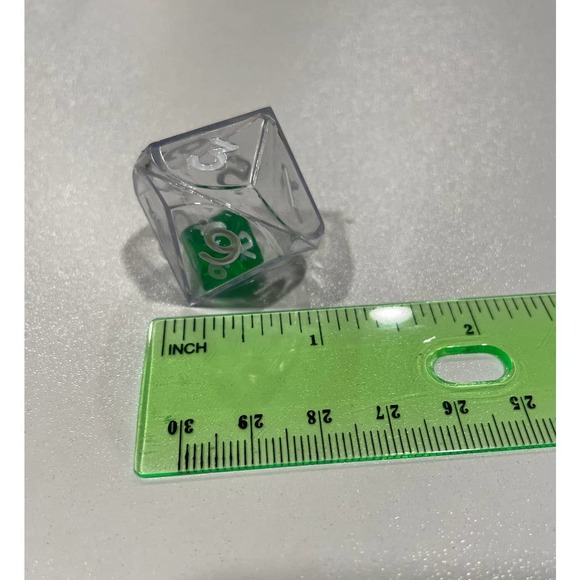 NEW Clear Transparent Double D10 Dice Ten Sided Die 1 inch Green Inner Dice - Picture 6 of 6